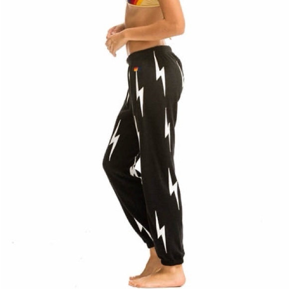 Aviator Nation Pants - Aviator Nation Bolt Stitch Repeat Sweatpants in Black